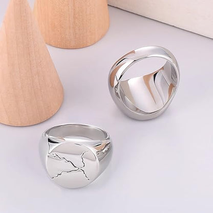 Signet Ring for Men Stainless Steel Classical Statement Band Thumb Ring Size 9-12 - color: B