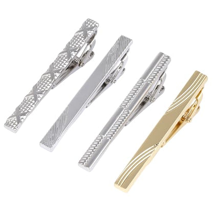 4 Pcs Stainless Steel Tie Clips for Men Classic Tie Bar Clip for Formal Business Wedding Party Fathers Day Gift - style: Class2