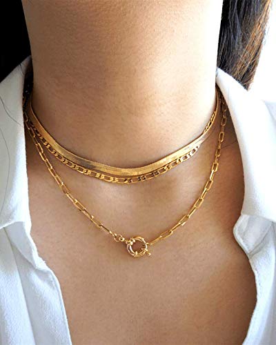 Lock Necklace for Women Paperclip Link Chain Padlock Necklace Non-Tarnish - color: Gold - 20 Inches Chain Necklace