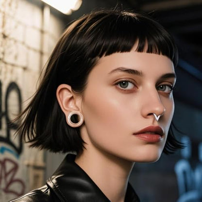 Vankula 2PCS 8-16mm Glass Ear Gauges Plugs and Tunnels Black Double Flared Saddle Ear Stretcher Expander Body Jewelry - color: Clear, size: 12mm(1/2")