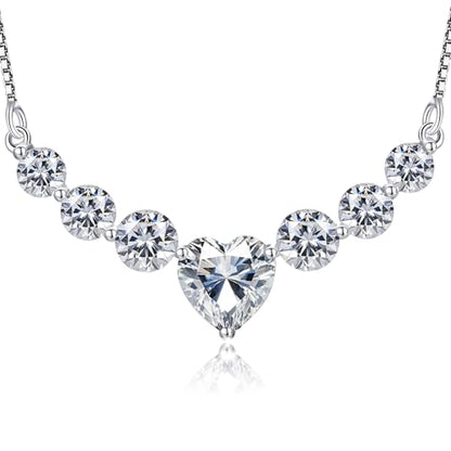 7 Stones Moissanite Necklace for Women, 18K Gold Plated Sterling Silver | 2.2-7.6 Carat Smile Moissanite Pendant Necklace, Anniversary Birthday Gifts for Women, Jewelry Gift for Wife Girlfriend
