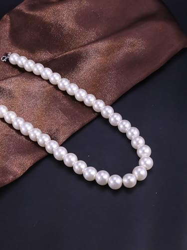 Pearl Necklaces for Women 60'' 70" Long Pearl Necklace 15.75'' Pearl Choker Necklace Chunky Bead Layered Faux Pearl Dangle Wedding Bridal 1920s Gatsby Christmas Costume Jewelry Gifts - color: White-15.75in-10MM