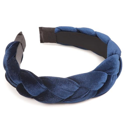 DRESHOW Braided Headbands for Women Velvet Hair Hoop Elastic Criss Cross Hair Bands Accessories - color: 01 Pc Velvet Braided: Blue