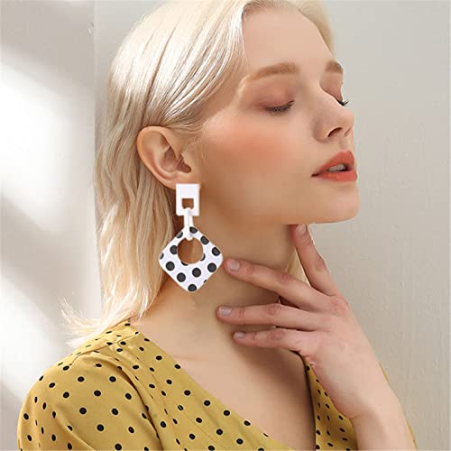 ONLYJUMP Exaggerated Geometry Earrings Acrylic Round Square Triangle Heart Dangle Earrings for Women Multilayer Bohemia Earrings Classic Retro Minimalist Earrings Statement Jewelry - color: White A