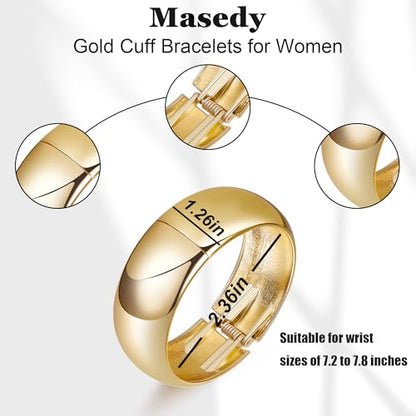 18K Gold Plated Wide Chunky Gold Cuff Bracelets for Women Chunky Bangle Bracelets Waterdrop Oval Irregular Trendy Wrist Wrap Bracelets Open Minimalist Thick Gold Wrist Cuff Bracelets - style: 18K Gold-C