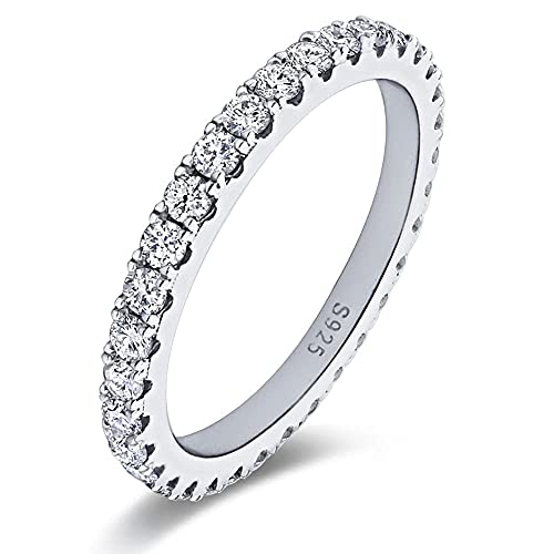 Bo.Dream Cubic Zirconia Eternity Rings Wedding Band 925 Sterling Silver - color: 0.98ct.tw (2.2mm full)