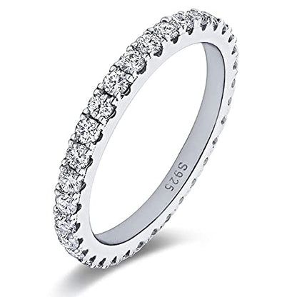 Bo.Dream Cubic Zirconia Eternity Rings Wedding Band 925 Sterling Silver - color: 0.98ct.tw (2.2mm full)