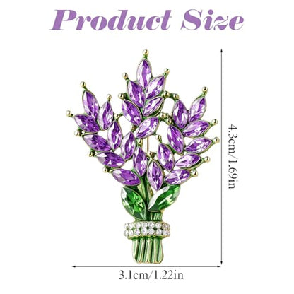 1 Piece Purple Floral Brooch Lavender Flower Brooch for Women Flowers Lapel Pins Crystal Flower Branch Corsage Elegant Dress Accessories for Party Dance Wedding