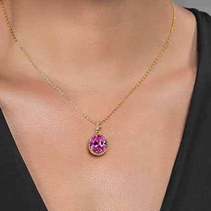 Gem Stone King 11X9MM Oval Gemstone Birthstone Pendant Necklace | 925 Sterling Silver | Solitaire Necklace For Women | With 18 Inch Chain | Fine Jewelry Gifts for Mom Women Wife Her - color: Pink Created Sapphire-September
