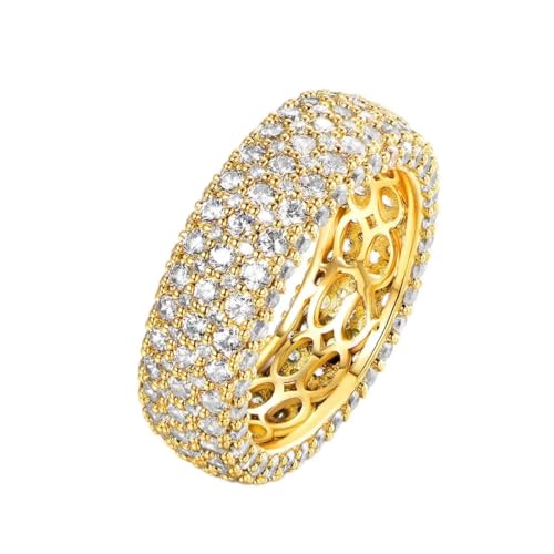 Barzel Women's Wide Eternity Ring Wedding Band - 18k White or Rose Gold Plated Wide Band Cubic Zirconia Eternity Ring - color: Gold