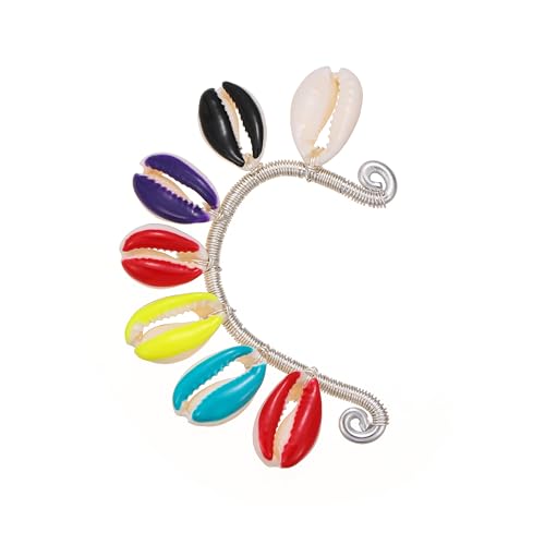 Wellike Gold Ear Cuffs For Women Non Piercing Single Clip On Earrings 18k Gold/Silver Plated Handmade Cuff Earrings Hypoallergenic Waterdrop Cowrie Shell Jewelry - color: KKWE583-R-S