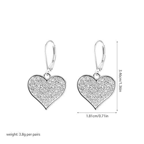 Sparkling Rhinestone Heart Hoop Earrings for Women Charming Heart-Shaped Huggie Earrings Valentine Day Jewelry - color: Silver