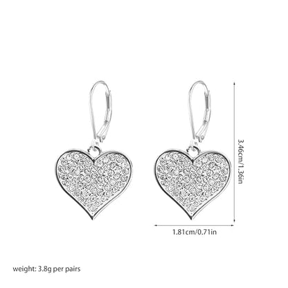 Sparkling Rhinestone Heart Hoop Earrings for Women Charming Heart-Shaped Huggie Earrings Valentine Day Jewelry - color: Silver