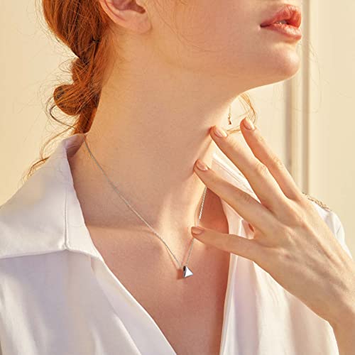 PROSILVER 925 Sterling Silver Necklace for Women Dainty Pendant Necklace | Hypoallergenic 925 Sterling Silver, Cute Small Pendant, Star/Heart/Moon/Triangle/Bar/Round Necklace Silver with Gift Box - color: 01 Sliver, style: 06 Triangle