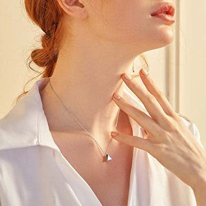 PROSILVER 925 Sterling Silver Necklace for Women Dainty Pendant Necklace | Hypoallergenic 925 Sterling Silver, Cute Small Pendant, Star/Heart/Moon/Triangle/Bar/Round Necklace Silver with Gift Box - color: 01 Sliver, style: 06 Triangle