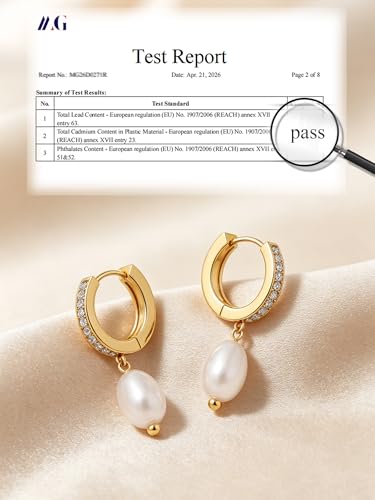 Pearl Drop Earrings 14K Gold Plated Dainty Bridesmaid Jewelry Gift - color: yellow