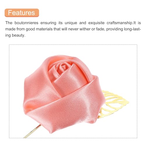 MECCANIXITY Groom Boutonnieres Rose Boutonnieres Pins for Wedding - color: Dark Pink