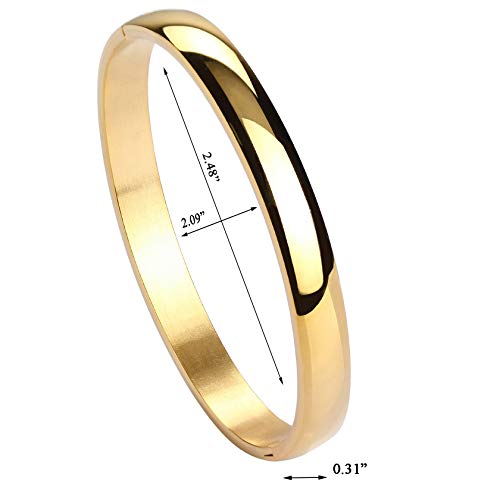 MILAKOO Stainless Steel Plain Polished Finish Cuff Bangle Bracelets for Women - style: 6mm Wide