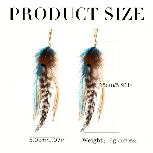 FRESHME Feather Earrings for Women - Ethnic Indian Native American Western Jewelry for Photoshoot Music Festival