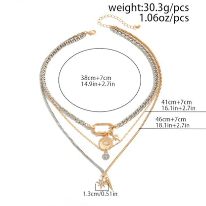 Gold Layered Necklace for Women Chunky Stacked Chain Link Paperclip Evil Eye Necklace Trendy Punk Jewelry - color: Silver B