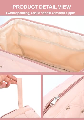 TeeYee Nylon Hair Tools Travel Bag for Dyson Airwrap Quilted Toiletry Bag | Travel Storage Bag for Shark Flexstyle/Curling Iron,Water-repellent,Wide-open,Well-structured,Heat-safe lining,001pinkbow - color: Pinkbow