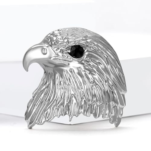 Enamel Bird Brooch for Women Rhinestones Owl/Hummingbird/Eagle/Toucan Lapel Pin Cute Bird Brooches Jewelry Gifts for Mom Wife - color: White-Eagle Head