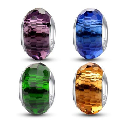 MICOO 925 Sterling Silver Charms for Bracelets,Fashion DIY Dangle Pendants Beads Simulated Birthstone Charms,Birthday Gifts for Women - color: 4 styles charms