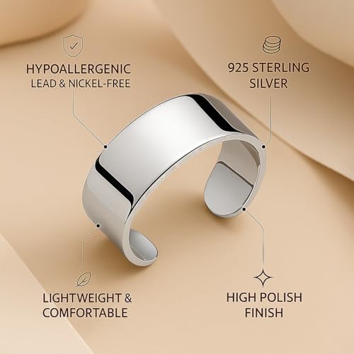 LeCalla 925 Sterling Silver Minimalist Toe Rings Set of Toe Ring Lightweight Simple Antique Open Adjustable Toe-Rings Beach Foot Jewelry Set for Women - color: 09. Classic Band (1 PCS)