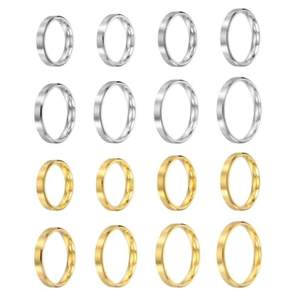 MECCANIXITY Stainless Steel Ring, Plain Ring Blanks Matte Brushed Wedding Bends for Men Women - color: Gold/Silver