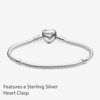 PANDORA Family Tree Heart Clasp Snake Chain Bracelet - color: Silver, size: 7.1