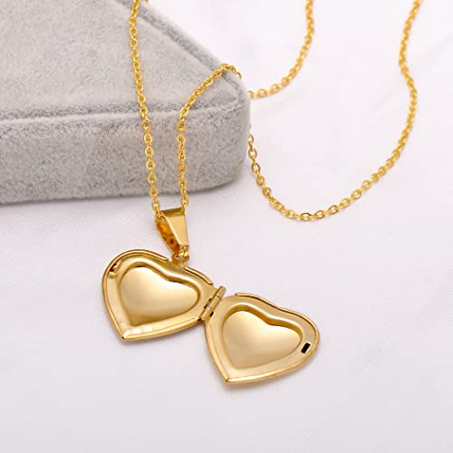 Paialco Heart Shaped Locket Pendant Necklace for Women - color: Set Diamond-Yellow