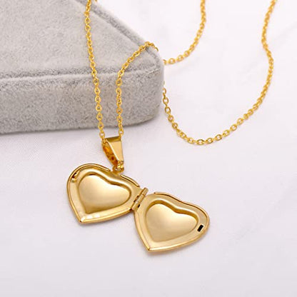 Paialco Heart Shaped Locket Pendant Necklace for Women - color: Set Diamond-Yellow