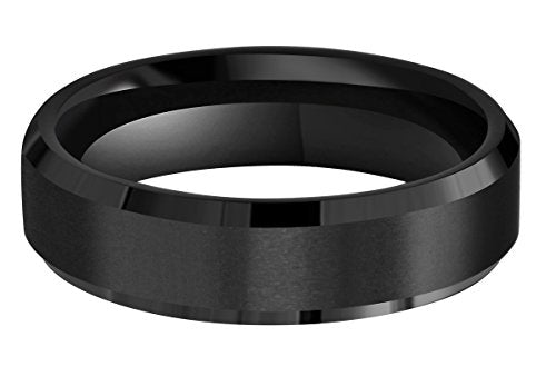 6mm 8mm 10mm Black Tungsten Wedding Band Ring Men Women Matte Finish Beveled Edges Comfort Fit Size 5 To 17 - color: Black 6mm