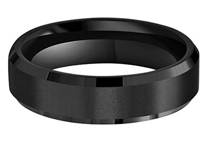 6mm 8mm 10mm Black Tungsten Wedding Band Ring Men Women Matte Finish Beveled Edges Comfort Fit Size 5 To 17 - color: Black 6mm