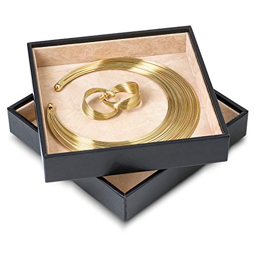 Glenor Co Jewelry Organizer Tray - Set of 2 - Stackable Empty Jewelry Storage Trays w/o Dividers - Display on Dresser or Drawer - Compatible with Other Trays - Black - size: Square - Empty x 2