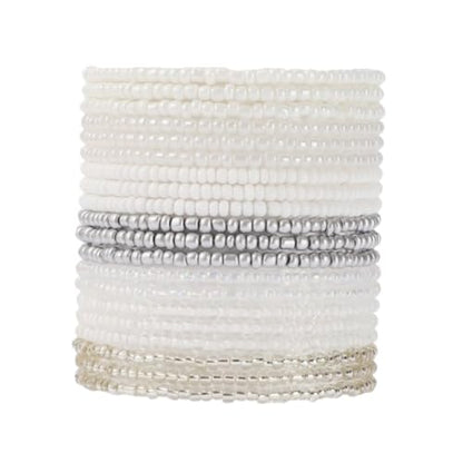 Boho Stackable Seed Beaded Bracelets for Women 18-20Pcs Colorful Handmade Multilayered Rice Bead Bracelet Set Summer Beach Bohemian Jewelry Gift - color: A-White