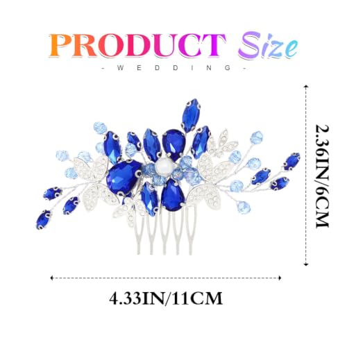 Crystal Bridal Hair Comb Silver Leaf Wedding Hair Accessorie | Silver Prom Rhinestone Hair Pieces for Women and Brides