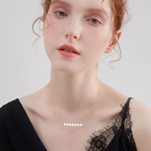 KECHO 14K Real Gold Beads Pendant Necklace Solid Yellow Gold Jewelry Anniversary Birthday Gifts for Women - color: White Pearl 7