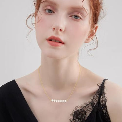 KECHO 14K Real Gold Beads Pendant Necklace Solid Yellow Gold Jewelry Anniversary Birthday Gifts for Women - color: White Pearl 7