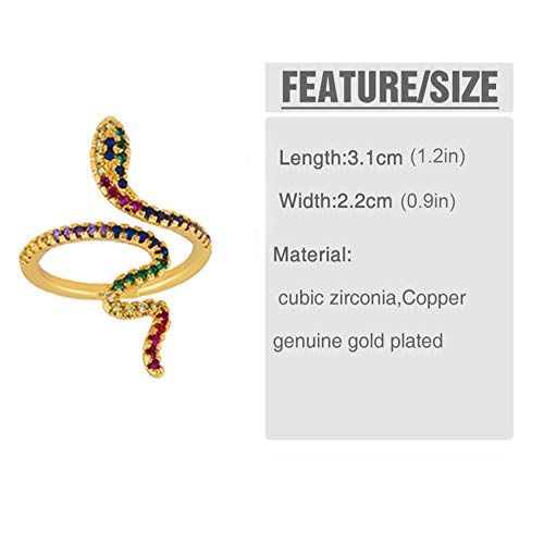 Gold-Plated Butterfly Rings - Vintage Snake Statement Rings with Cubic Zirconia for Women Adjustable Open Rings - style: Snake Gold