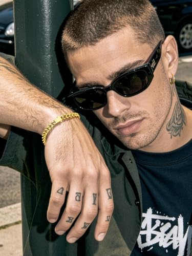 Richsteel Gold/Black/Silver Cuban Link Bracelet for Men,5/7/9/12MM Width | 316L Stainless Steel Chain Wrist Bracelet, Waterproof, No Tarnish, Hypoallergenic Hip Hop Jewelry, with Gift Box - color: 02-Gold Plated 7mm Width