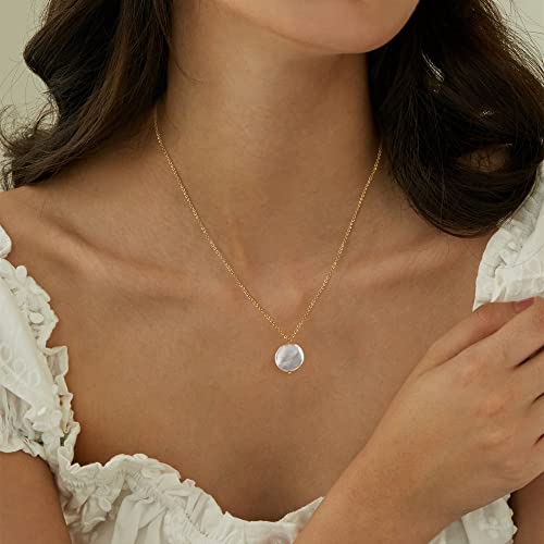 Tewiky Pendant Necklace for Women 14k Gold Plated Chain Choker Necklaces | Dainty Necklaces,Aesthetic Simple Necklace,Jewelry Gifts for Women - color: ciecle pearl gold