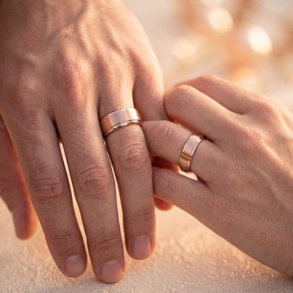 Tungsten Wedding Band Ring Black 10mm Men Women Comfort Fit 18k Rose Gold Step Edge Brushed Polished - color: Rose Gold Tungsten