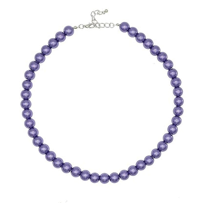 AAA+ Simulated Pearl Strand Necklace Colorful 10mm Pearls Choker Necklaces for Women 1920s Long Costume Jewelry Gift - color: Purple