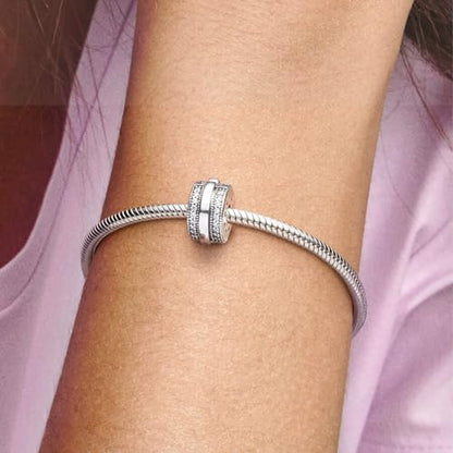 Annmors S925 Clip Spacer Safety Chain Stopper Charms for Pandora, Gift Mom Daughter Friend Sister Wife Grandma Girlfriend Fmaily On Christmas Mothers Valentines Halloween Graduation - color: B07-Sparkling Pavé Lines Clip Charms