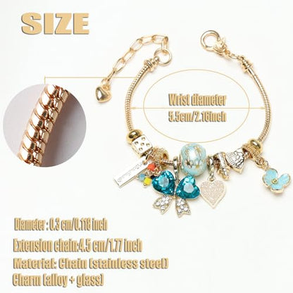 DS Charm Bracelets for teen girls exquisite cute cartoon friendship bracelet Gold Stainless Steel Bangle birthday Gift box Adjustable little girls kids jewelry holiday gifts - style: GOLD-11