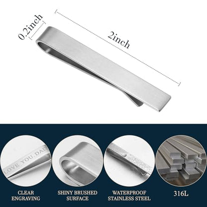 HAWSON Father of the Bride and Groom Tie Clip Best Man Skinny Stainless Steel Marriage Tie Bar Wedding Gift for Man - style: 2''-LOVE YOU DAD