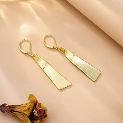 ALEXCRAFT Silver Dangle Earrings for Women Trendy Silver Drop Leverback Earrings for Women Long Hypoallergenic Dangle Earring for Jewelry Gifts - color: Gold