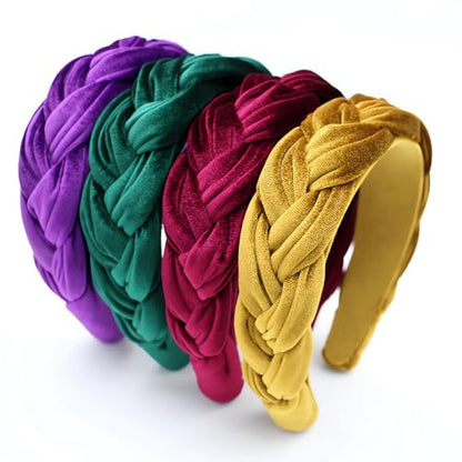 Headbands for Women Braided Headbands Velvet Padded Hairbands Cute Hair Accessories for Women Girl - color: Beige