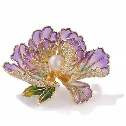 SYWDUDUCLT Fashion Elegant Brooches for Women Brooch, Suitable For Party And Daily Wear On Many Occasions - style: Peony-Purple